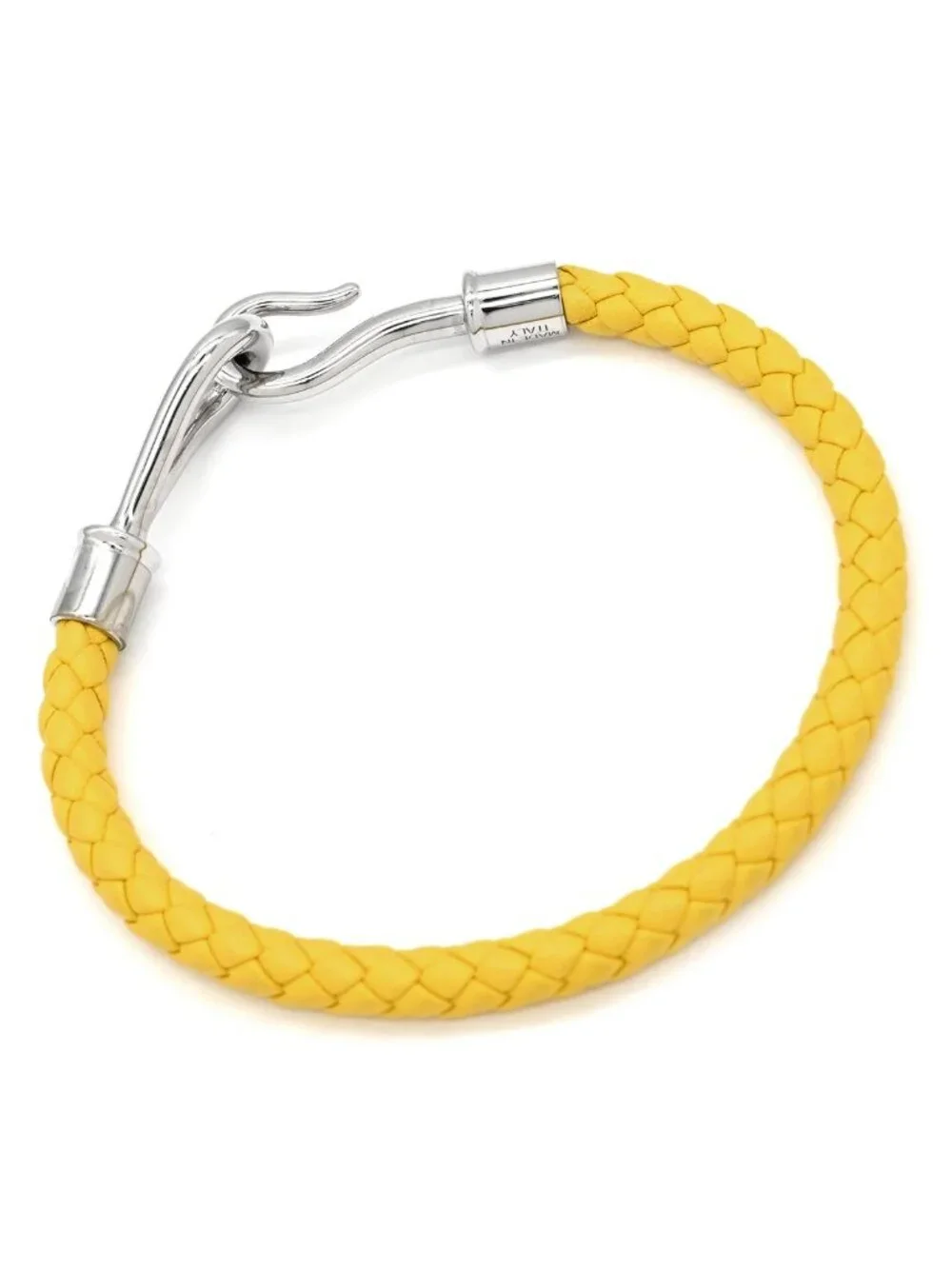 Hermes Bracelet Jumbo Leather Metal Yellow Silver Braided